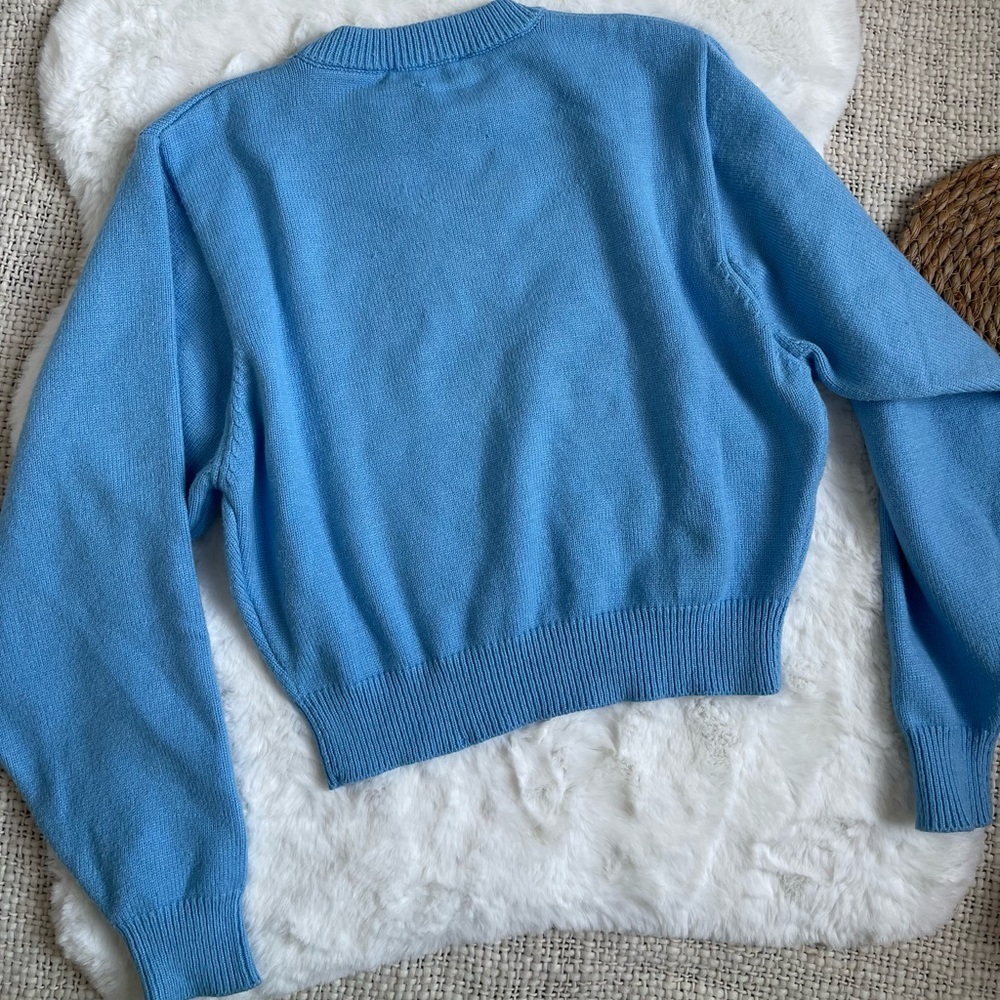 Zara crop knit sweater in sky blue size M with balloon sleeves - Picture 7 of 7